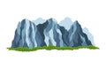 Nature mountain landscape. Rocky massif or barrow mountain heap vector Illustration. Range rock peaks, mountain rocky