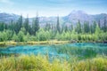 Nature Mountain Scene With Beautiful Lake and mountains in summer or autumn day. Royalty Free Stock Photo