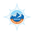 Nature mountains - concept logo badge vector illustration. Outdoor adventure creative sign. Mountaineering hiking climbing symbol.