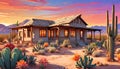 Nature native home landscape scenic golden sky sunset saguaro