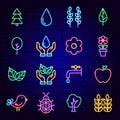 Nature Neon Icons Royalty Free Stock Photo