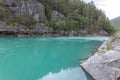 Amazing mountain river in Norway. landscape. Turquoise River. Fast flow mountain River in Norway Royalty Free Stock Photo