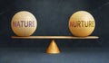 Nature and Nurture in balance - a metaphor showing the importance of two aspects of life staying in equilibrium to create a