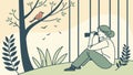 Nature Observer Birdwatching in a Tranquil Forest, vector design Generative AI Royalty Free Stock Photo