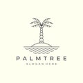 nature palm tree with minimalist linear style logo icon template design. coconut tree, date palm, vector illustration