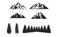Pine Tree Mountain silhouette Clipart set Royalty Free Stock Photo