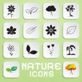 Nature Paper Vector Icons Set with Flowers