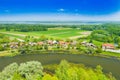 Nature park Lonjsko polje, Croatia from air, panoramic view of village Muzilovcica Royalty Free Stock Photo