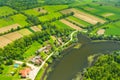 Nature park Lonjsko polje, Croatia from air, panoramic view of village Muzilovcica