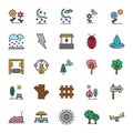 Nature, Parks and Trees Isolated Vector Icons Set that can be easily modified and Edit in any Size or Color