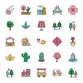 Nature, Parks and Trees Isolated Vector Icons Set that can be easily modified and Edit in any Size or Color Royalty Free Stock Photo