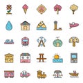 Nature, Parks and Trees Isolated Vector Icons Set that can be easily modified and Edit in any Size or Color