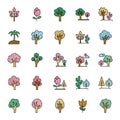 Nature, Parks and Trees Isolated Vector Icons Set that can be easily modified and Edit in any Size or Color Royalty Free Stock Photo