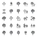 Nature, Parks and Trees Isolated Vector Icons Set that can be easily modified and Edit in any Size or Color