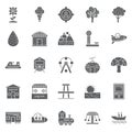 Nature, Parks and Trees Isolated Vector Icons Set that can be easily modified and Edit in any Size or Color Royalty Free Stock Photo