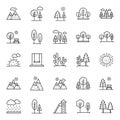 Nature, Parks and Trees Isolated Vector Icons Set that can be easily modified and Edit in any Size or Color