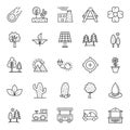 Nature, Parks and Trees Isolated Vector Icons Set that can be easily modified and Edit in any Size or Color Royalty Free Stock Photo