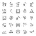 Nature, Parks and Trees Isolated Vector Icons Set that can be easily modified and Edit in any Size or Color Royalty Free Stock Photo