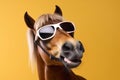 fun smile background cartoon colourful sunglasses horse goggles animal portrait funny. Generative AI.