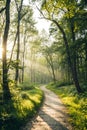 Nature path in forest with sunshine Royalty Free Stock Photo