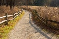 Nature path with splitrail fence at the Little Red Schoolhouse Nature Center Royalty Free Stock Photo