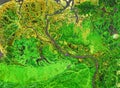 Nature pattern on satellite photo, delta of tropical river Royalty Free Stock Photo