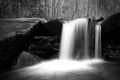 Slow Shutter Speed Nature Photography of a Waterfall with Moss Covered Stones. Royalty Free Stock Photo