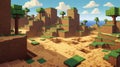 Nature pixel landscape video game user interface in Minecraft style, 8 bit background