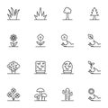 Nature plants line icons set Royalty Free Stock Photo