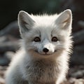 nature portrait of a cute little arctic fox cub