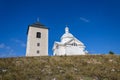 Nature preserve Holy Hill by Mikulov with Way of the Cross to the Pilgrimage Chapel of Saint Sebastian and Bell Tower, Moravia Royalty Free Stock Photo