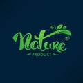 Nature Product, organic green leaves luxury emblem, sticker,