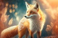 Nature red fox mammal animal fur orange portrait wildlife forest background Generative AI Generative AI