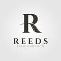 Nature reeds cattail letter R logo vector symbol illustration design, creative R logo design Royalty Free Stock Photo