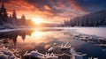 nature reflection evening snow landscape