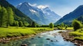 nature reflection river alpine landscape