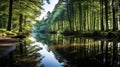 nature reflection wood sunny landscape