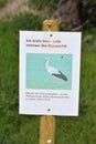 ThÃÂ¼r, Germany 04 19 2022: stork\'s nest warnign sign, please don\'t approach