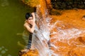 Nature rich in thermal waters, minerals and strong colors flow f Royalty Free Stock Photo