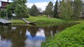 Nature by the river in spring near the forest. Royalty Free Stock Photo