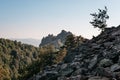 Nature of Russia. Beautiful view of the rocky mountain in the distance. National Park and the Caucasian mountains. Rocks, Royalty Free Stock Photo