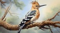 beautiful colorful bird on tree branch generated by AI tool