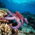 Nature\'s Colorful Spectacle: Underwater Octopus and Coral Exploration