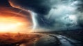 Nature's Fury Unleashed: The Dramatic Power of a Stormy Tornado - Generative AI