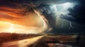 Nature's Fury Unleashed: The Dramatic Power of a Stormy Tornado - Generative AI