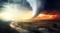 Nature's Fury Unleashed: The Dramatic Power of a Stormy Tornado - Generative AI