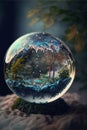 Nature\'s Fusion: AI-Generated Surreal Forest Illuminated by Crystal Elements
