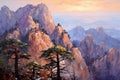 nature\'s grandeur with this canvas painting, featuring mountain peaks in a landscape of awe-inspiring beauty.