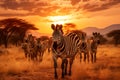 Nature\'s Harmony: Zebras Grazing on the Plains.