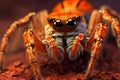 A captivating macro closeup of an orange spider (Generative AI)